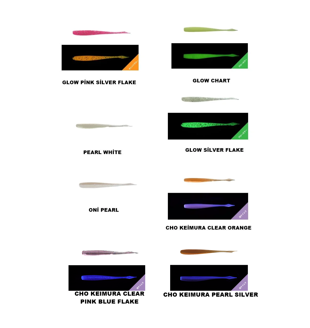 Jackall Kibikibina Go 2'' 5cm Silikon Yem GLOW CHART