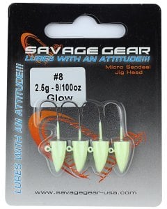 Savage gear LRF Micro sandeel jighead 2g #8 4pcs Glow Jighead