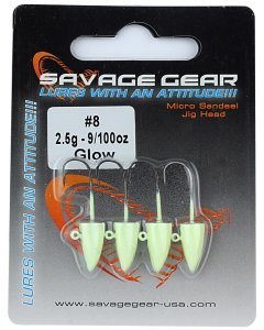 Savage gear LRF Micro sandeel jighead 3g #8 4pcs Glow Jighead