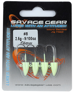 Savage gear LRF Micro sandeel jighead 1,5g #8 4pcs Glow Jighead